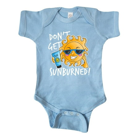 

Inktastic Dont Get Sunburned with Sun in Sunglasses Holding Sunblock in White Gift Baby Boy or Baby Girl Bodysuit