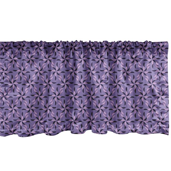 Ambesonne Geometric Window Valance, Flowers Nature in Bloom, 54" X 18", Dark Purple Violet Lilac
