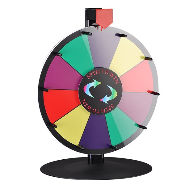 WinSpin 15" 10 Slot Spinning Prize Wheel Tabletop Color Dry Erase Game