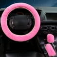 thumbnail image 3 of Fairnull 3Pcs/Set Car Steering Wheel Cover Breathable Comfortable Easy to Install Fluffy Plush Steering Wheel Cover with Handbrake Gear Lever Covers for Women Girls, 3 of 9