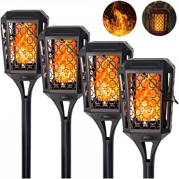 Solar Lights Outdoor Waterproof Flickering Flames Torch Lights Outdoor Solar Spotlights Landscape Decoration Lighting Dusk to Dawn Auto On/Off Security Torch Light (1Pack)