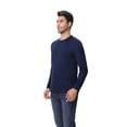thumbnail image 3 of Zfeel Men Long Sleeve Poly T-Shirt, Pure Dry Fit High Performance Crewneck Tee, Navy, L, 3 of 5