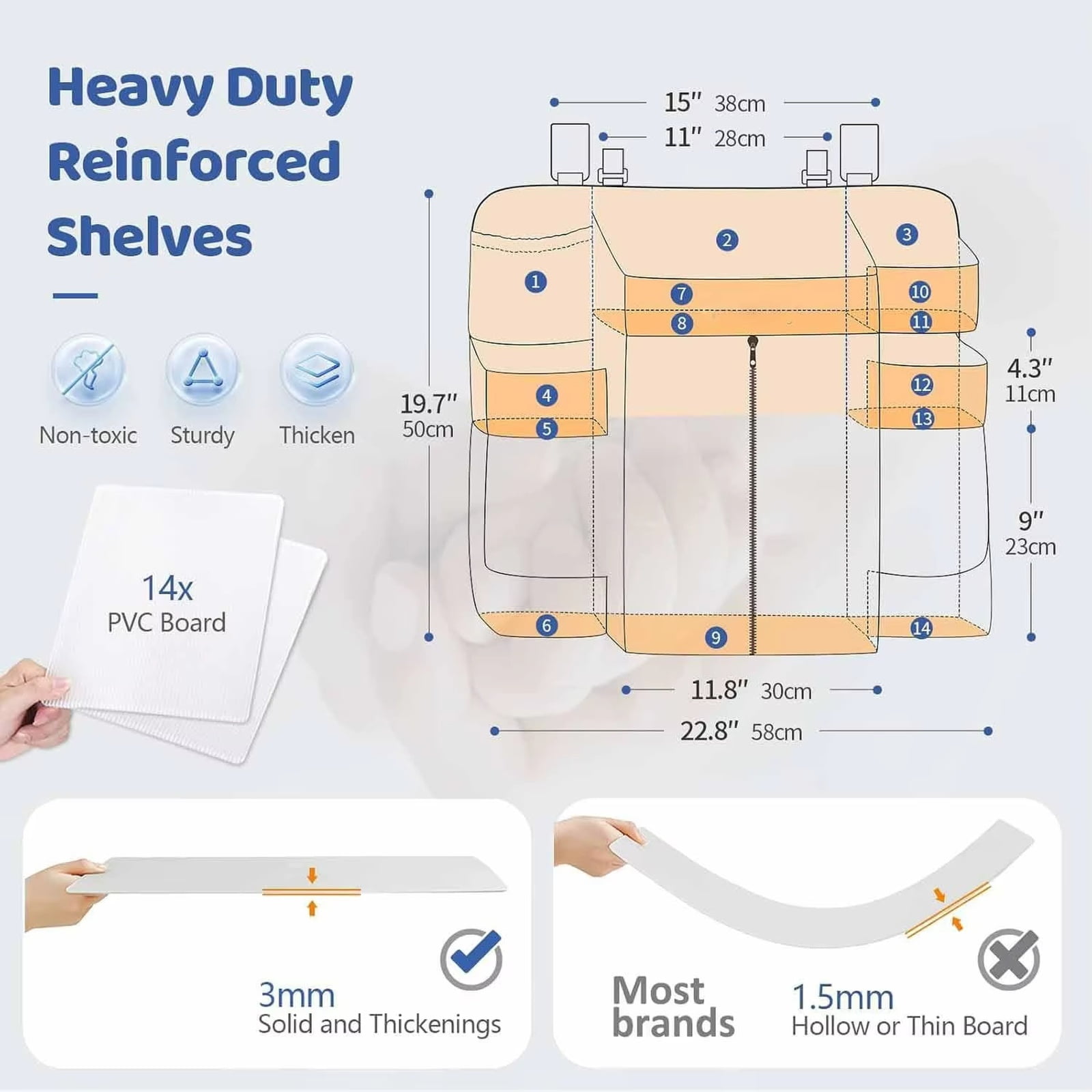 Hanging Nursery Organizer Storage for Crib and Changing Table with Multiple Pockets and Large Capacity for Baby Essentials Diapers Wipes Bottles Towels Clothing Toys