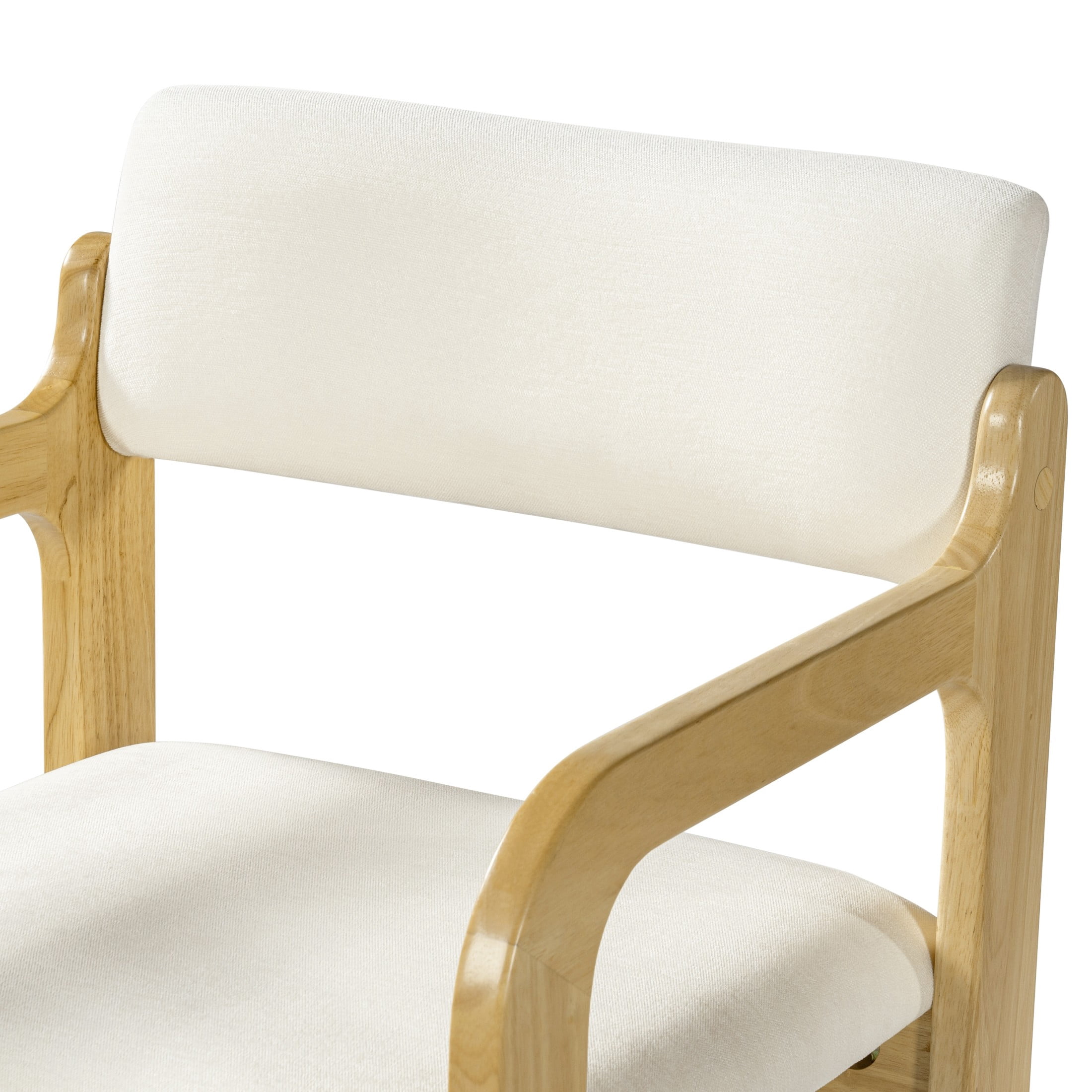 Christopher Knight Home Modern Upholstered Dining Chairs with Wood Frame, Natural+Beige, Set of 2