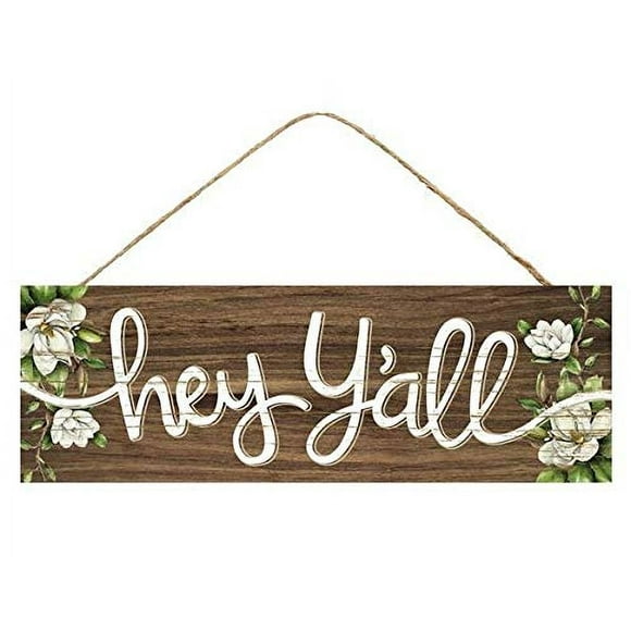 Craig Bachman Panneau en Bois 15 Pouces: Hey Y'all Magnolias - Crochet Mural Ou de Porte en Bois du Sud