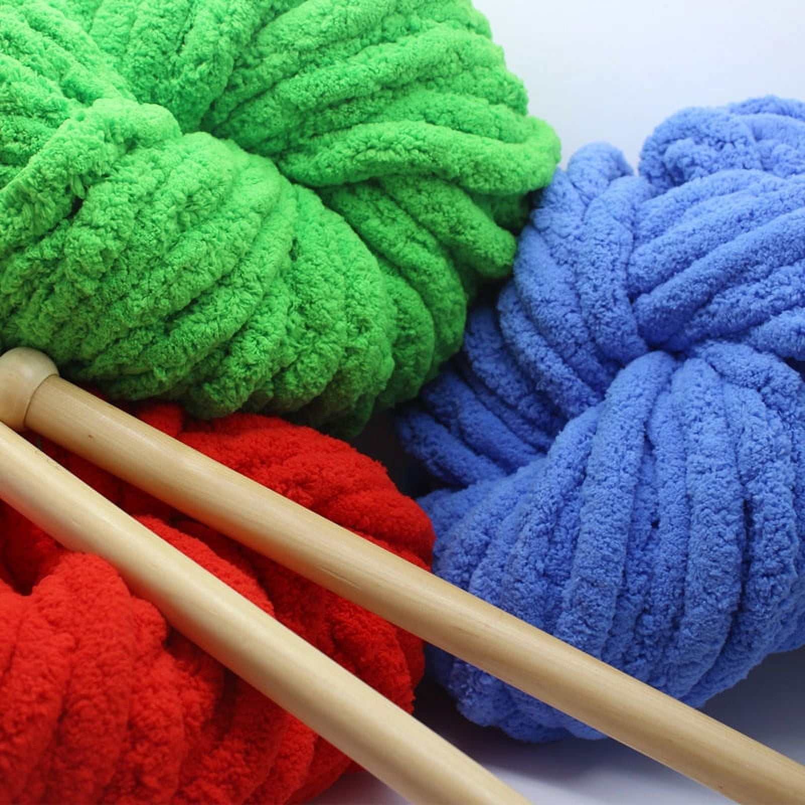 Nvzi -b 500g Chenille Chunky Super Soft Warm Chenille Blanket Yarn DIY Coarse Wool Yarn Knitting Blanket,Perfect for Any Knitting and Crochet，Denim Blue
