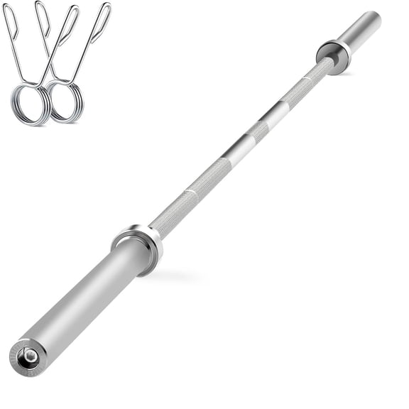 7ft Olympic Barbell Bar - Heavy-Duty Chrome Steel, 700 lbs Capacity, 2-Inch Diameter for Weightlifting, Powerlifting, Strength Training, Deadlifts & Squats