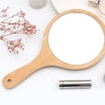 thumbnail image 4 of Espejo de mano de peluquería Circular con mango de madera espejo redondo de madera espejo de maquillaje para corte de pelo salón de afeitado cuidado facial, 4 of 8