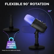 Atzeste USB Microphone, Computer Condenser Gaming Mic for PC/Laptop/PS4/5, Headphone Output, Volume Control, USB Type C Plug and Play, LED Mute Button, for Streaming, Podcast, Studio Recording