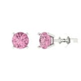 thumbnail image 2 of 1.5 Ct Round Cut Studs Pink Crystal 14K White Solid Gold Everyday Dainty Earrings Push Back, 2 of 7