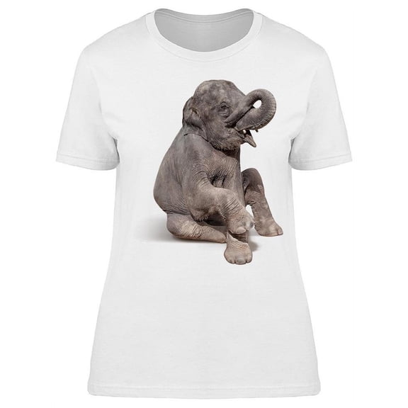 Baby Elephant Sits Down T-Shirt Women -Image by Shutterstock, Female Large
