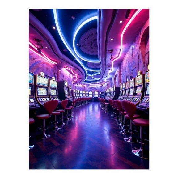 Diamond Art Kits for Adults, Neon Casino Slot Machines Aisle 5D Diamond Painting Kits for Adults Beginners, DIY Full Drill Diamond Painting, Gem Art and Crafts 12x16