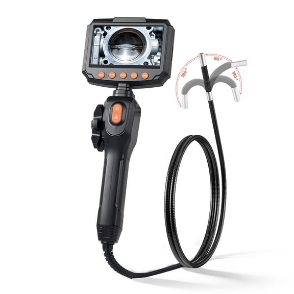 VEVOR Articulating Borescope Camera with Light, Two-Way Articulated Endoscope, 0.24" Slim Lens, 4.3" IPS Screen, 8X Zoom, IP67 Waterproof Inspection Camera for Auto, Mechanical Equipment(4.9FT Cable)