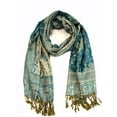 thumbnail image 4 of Sakkas Double Layer Jacquard Paisley Pashmina Shawl / Wrap / Stole - Teal / Gold - One Size, 4 of 5