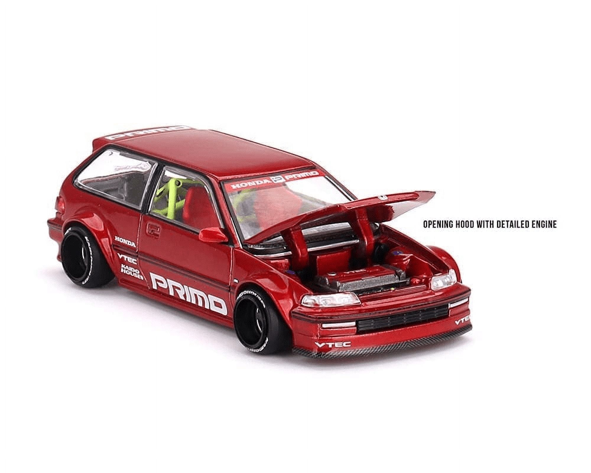 Honda Civic (EF) "Kaido Works V2" Red Metallic with Graphics (Designed by Jun Imai) "Kaido House" Special 1/64 Diecast Model Car by Mini GT