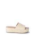 thumbnail image 2 of Time and Tru Women's Raffia Platform Slide Sandals, 2 of 5