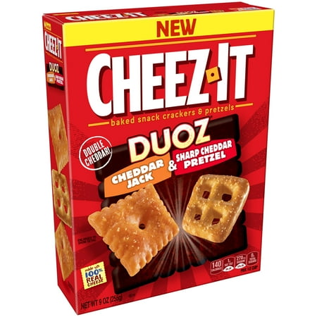 Cheddar Pretzel - Cheez-It Duoz Cheddar Jack & Sharp Cheddar Pretzel Snack Crackers & Pretzels 9 oz. Box
