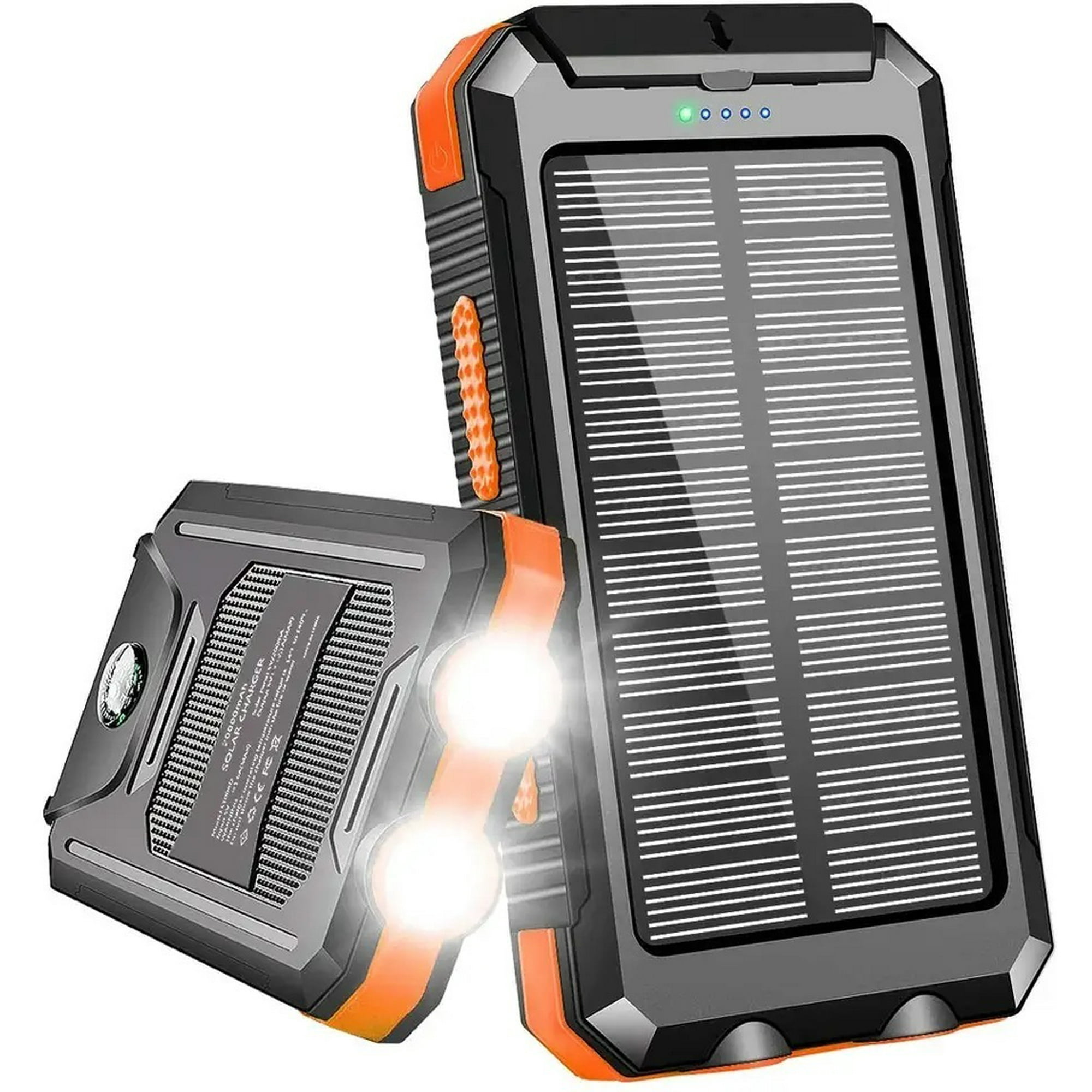 Cargador Solar Portátil 20000mAh Linterna a Prueba de Agua y polvo NARANJO