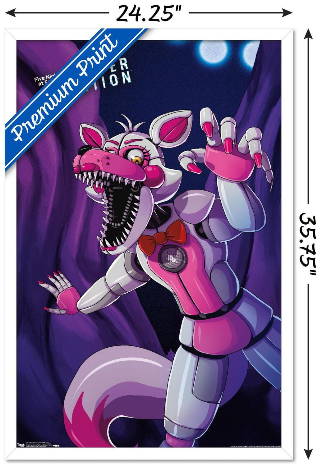 Five Nights at Freddy's: Sister Location - Funtime Foxy Wall Poster, 14.725" x 22.375" Framed