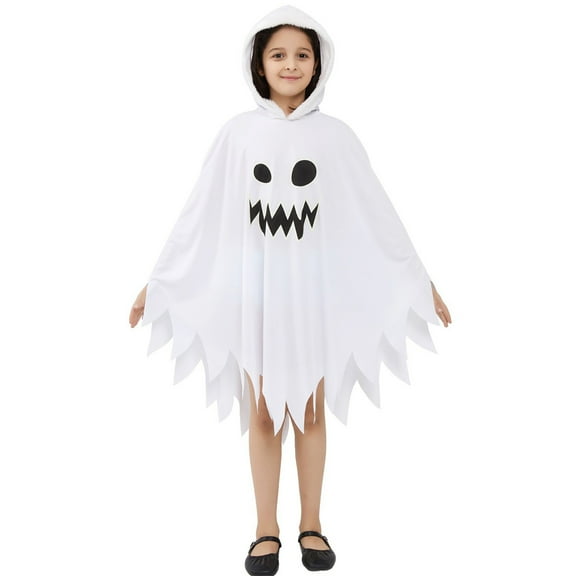 abtuhar Newborn Girl Outfits,Children's Halloween White Night Light Ghost Cloak Cloak Party Dress Up Long Sleeve Hoodie Set White 3-4 Years