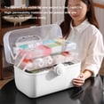 thumbnail image 1 of Medicine Box Organizer First Storage Organize Household Aid Aid Chest Transparent Case Capacity Emergency Portable Large Shelter Holder Green, 1 of 9