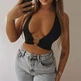 thumbnail image 6 of Sexy Women Y2K Ring Halter Neck Vest Crop Top Bralet Leopard Bandage Club Tops, 6 of 11