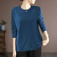 thumbnail image 5 of Womens Tops Plus Size Long Sleeved Round-neck Casual Fall/Winter Loose Blouses Shirts,Tops for Women, 5 of 5