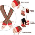 thumbnail image 3 of 6 Pairs Long Fingerless Gloves for Women Knit Thigh High Striped Arm Warmer Thumb Hole Stretchy Gloves, 3 of 6