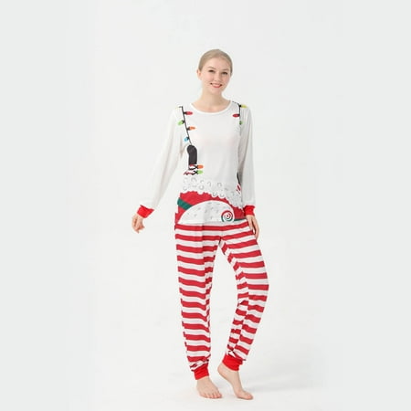 

Holiday Graphic New Christmas Family Wear Printed Family European And American Pajamas Suit Mom White Xl Y2Y