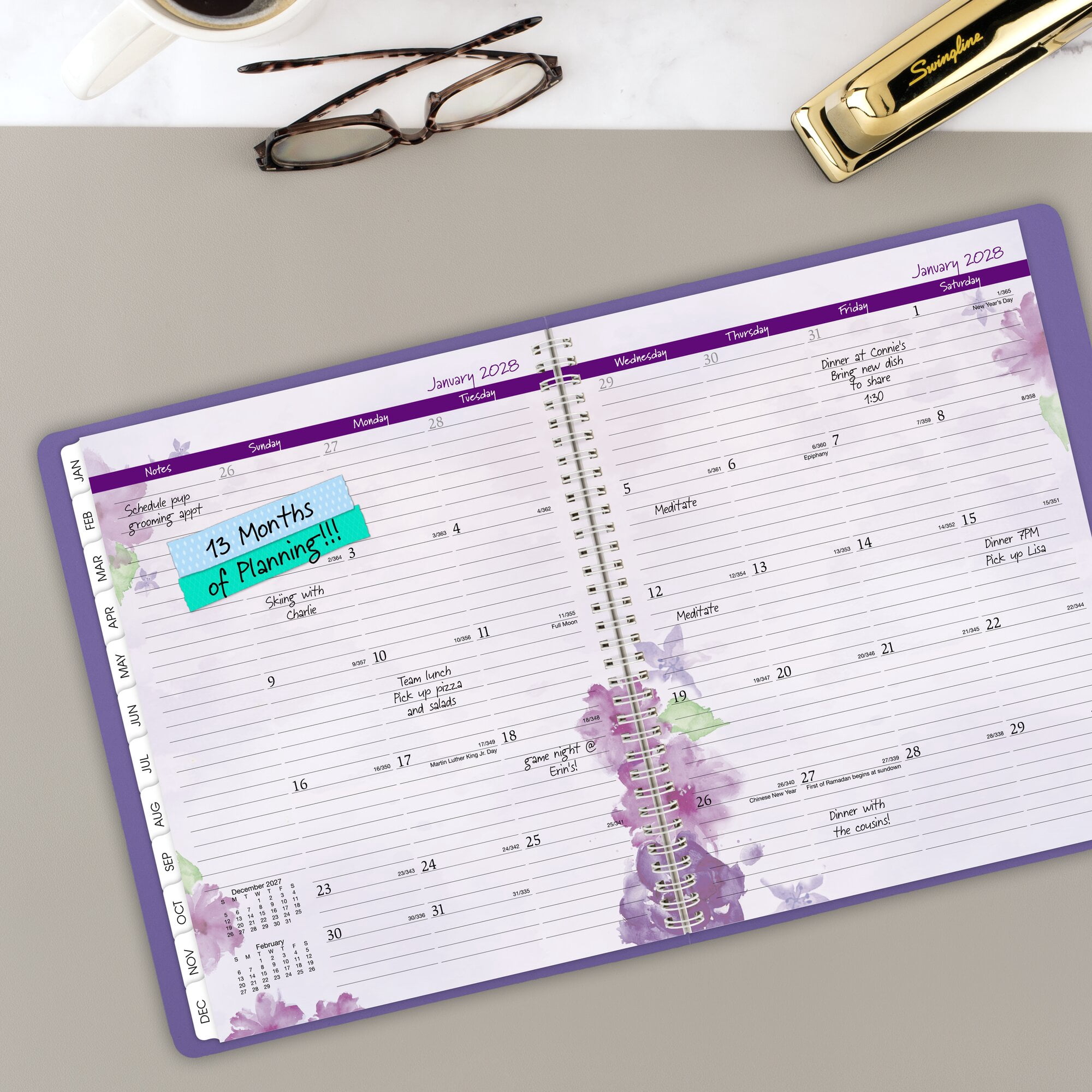 AT-A-GLANCE Beautiful Day 2027 Weekly Monthly Appointment Book Planner Lavender