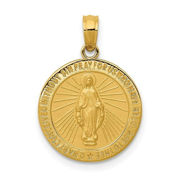 Auriga Fine Jewelry 14K Yellow Gold Miraculous Medal Pendant for Women (L - 20.75 mm, W - 14.7 mm)
