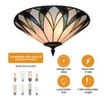 thumbnail image 4 of 18"x6" Tiffany Stained Glass Bowl Shade 3-Light Ceiling Lamp Chandelier Lamp E26, 4 of 15