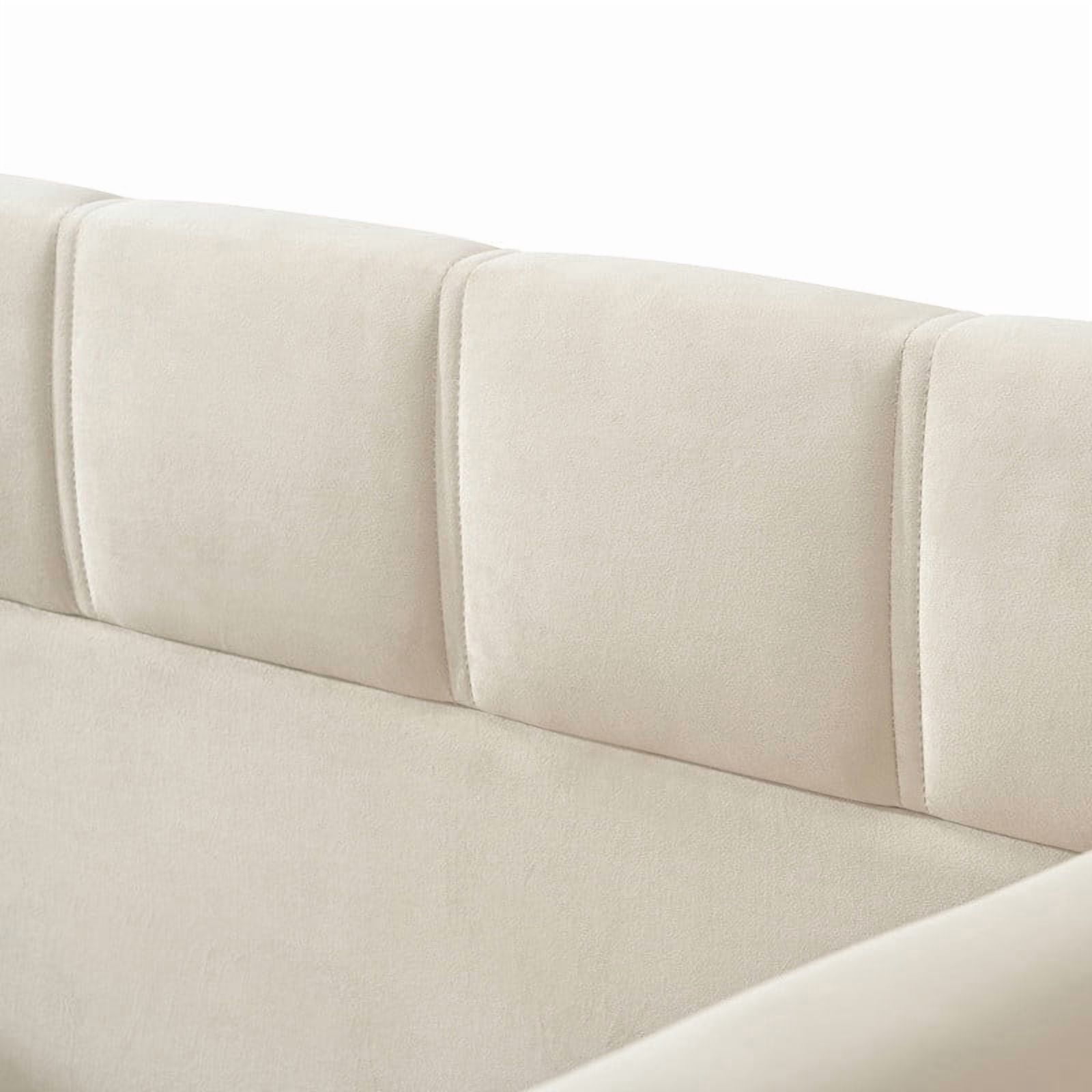 Full Size Velvet Daybed with 2 Storage Pockets, Upholstered Guest Sofa Bed Frame with High & Padded Backrest
