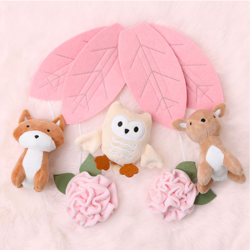 The Peanutshell Pink Little Forest Musical Crib Mobile photo 7