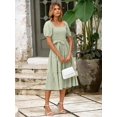 thumbnail image 2 of Vestido BerryGo Summer 2025, casual, midi fruncido, verde salvia, 2 of 7