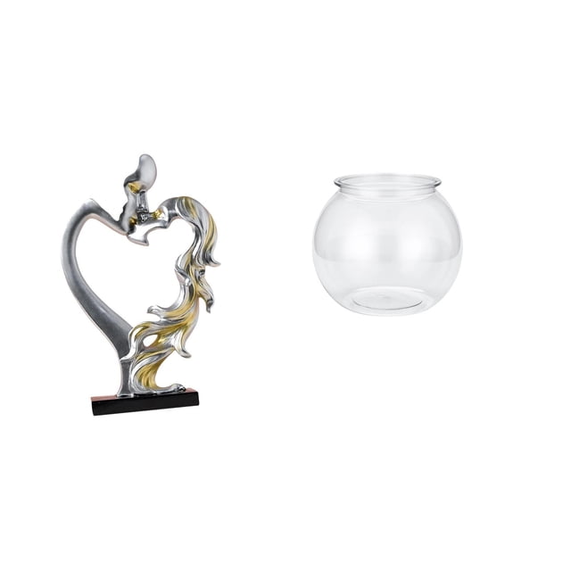 Figura de pareja besándose, transparente, pequeña pecera, estatua coleccionable, adorno transparente para dormitorio, boda, estantería, armario, decor