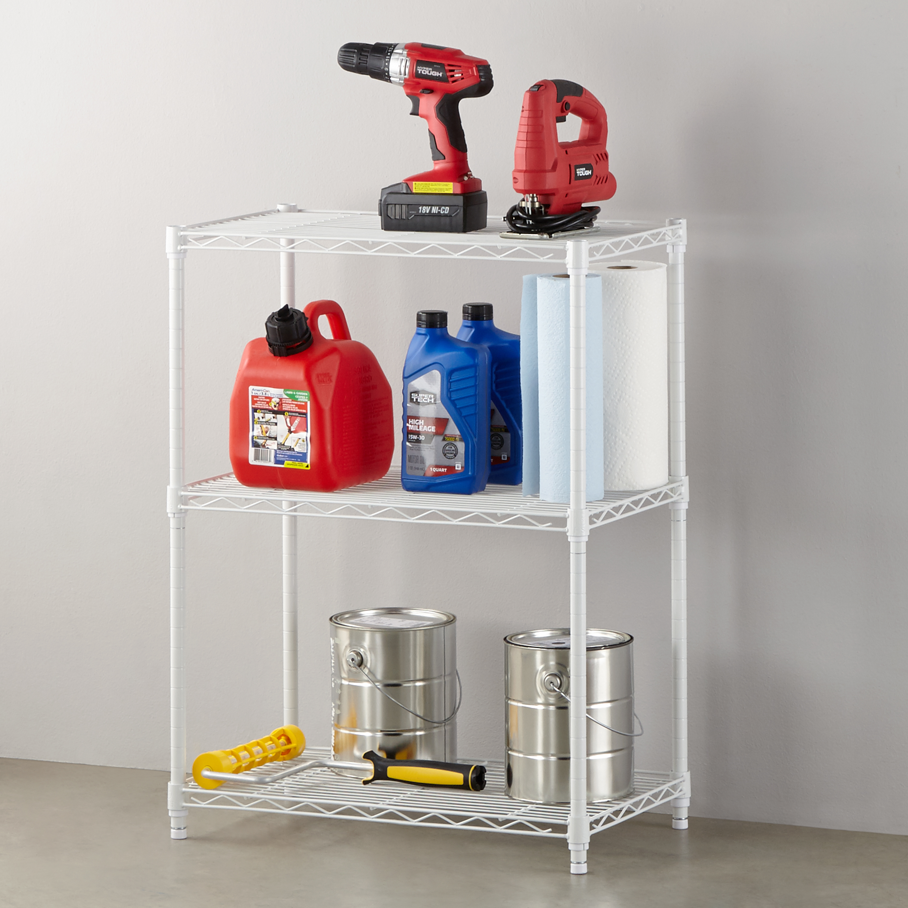 Hyper Tough 3 Tier Wire Shelving Unit,13.4"Dx23.2"Wx30.6"H, White, Weight Capacity 750 lb - image 3 of 4