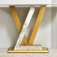 thumbnail image 2 of Williamspace 47.2" Modern Console Table, Sintered Stone Sofa Table Narrow Long Entryway Table with Metal Base, Exquisite Shaped Accent Table for Hallway Entrance Corridor Living Room Office, Gold, 2 of 4