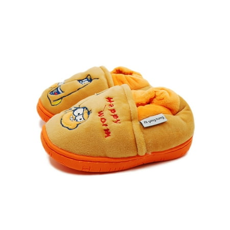 

Lacyhop Unisex-Child Slippers Fluffy Plush Slipper Fuzzy Home Shoes Bedroom Cozy House Shoe Casual Slip On Flats Yellow Style B 9C