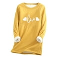 thumbnail image 2 of Fengqque Womens Love Printed Loose Pullover Shirt Casual Cute Print Sweatshirt Long Sleeve Warm Pullover Yellow 10(XL), 2 of 3
