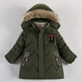 thumbnail image 5 of Kids Winter Coats Toddler Down Coats Fur Collar Hood Warm Outerwear Winter Outdoor Coat Fall Winter Clothes for Toddler Kids Size 11-12, 5 of 6