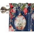 thumbnail image 6 of Christmas Blue Kitchen Curtains and Valances Set, Rod Pocket Curtains Tier Farmhouse Window Curtains 24 Inch Length, Poinsettia Flowers Ball Leaves Snowflake 3 Piece Kitchen Curtains Set, 6 of 6