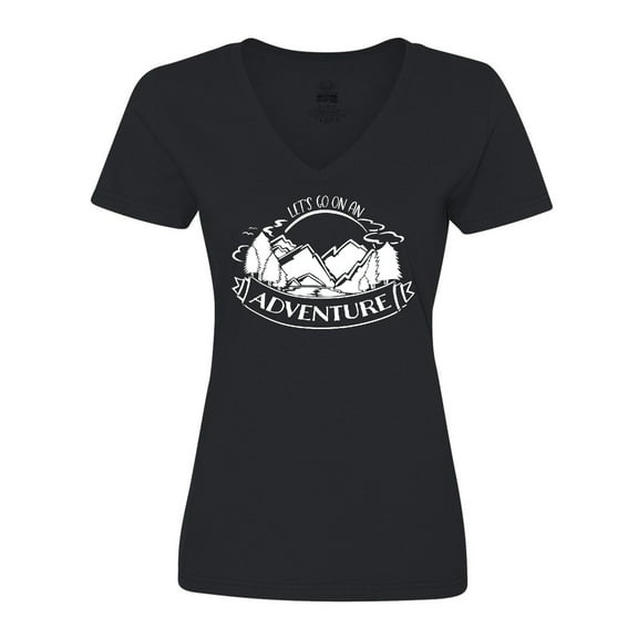 Inktastic Let's go on an Adventure Mountains Women's V-Neck T-Shirt