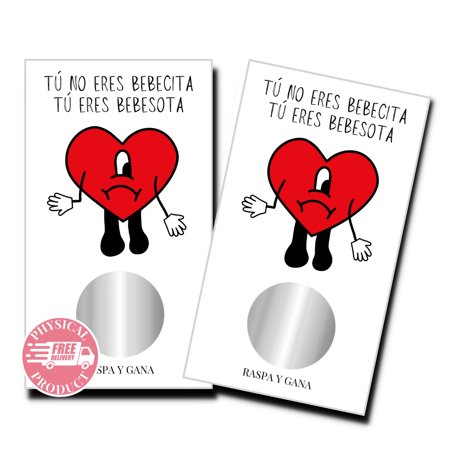 Birthday Decorations Gifts And Games - "Bad Bunny Bebeshita" - Funny Scratch Off Cards In Spanish For Friend Girlfriend Wife