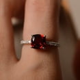 thumbnail image 4 of Real garnet ring,sterling silver, cushion cut, Engagement ring for women, 4 of 4