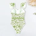 thumbnail image 5 of Womens One Piece Swimsuit Tie Floral Bathing Suits Fashion Print Soft V Neck Plus Size Swimwear with Bra (Green S), 5 of 6