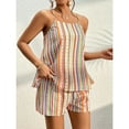 thumbnail image 6 of MLDRA Women's 2 Piece Outfits Boho Striped Print Cami Top and Shorts Set Summer Romper, 6 of 7