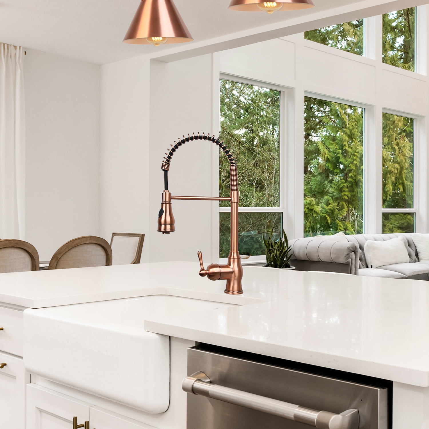 Buy Copper PreRinse Spring Kitchen Faucet, Single Level Solid Brass