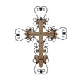 thumbnail image 6 of DecMode Brown Wood Carved Cross Cross Wall Decor with Metal Scrollwork, 6 of 7