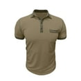 thumbnail image 4 of Men's Short Sleeve Shirt, Casual Lapel Polyester Top, Solid Color Button Pocket Shirt for Daily Wear, 4 of 7
